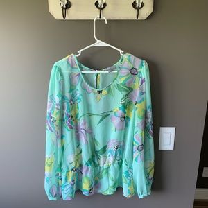 Green Floral blouse